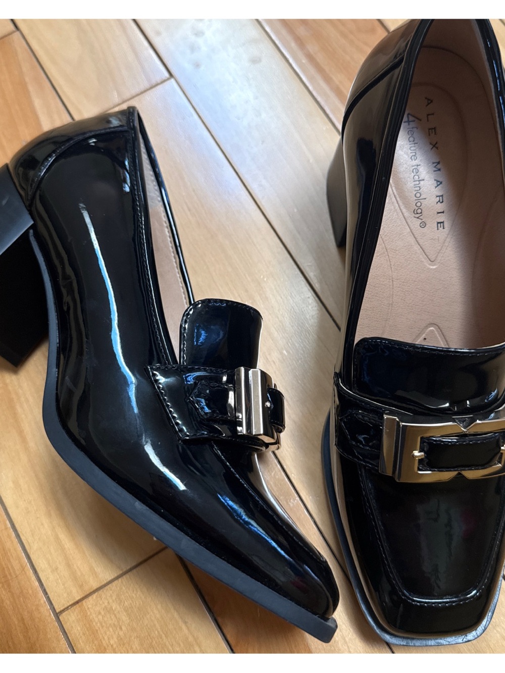 Alex Marie Black Patent Loafer Heels - Picture 3 of 6